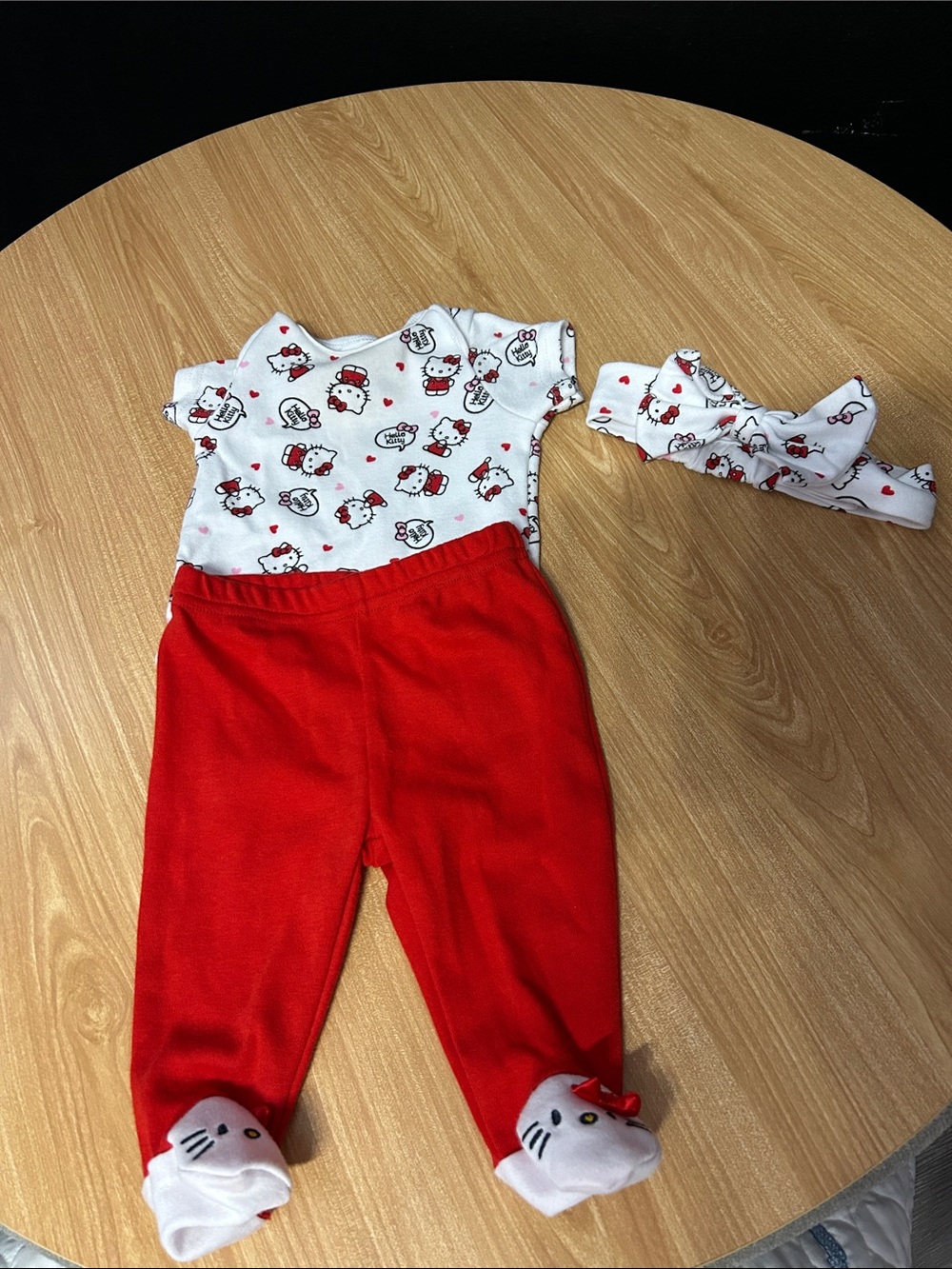 Hello Kitty Red and White Infant Footed Outfit with Headband